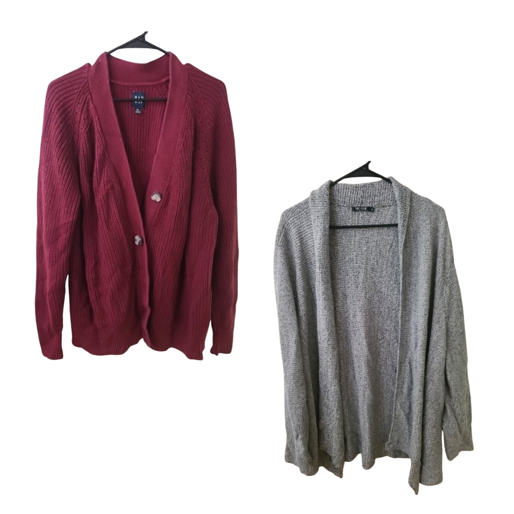 Women's Red and Gray Sweater Set